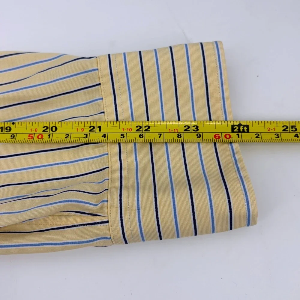 Polo Ralph Lauren Regent Classic Fit Shirt Mens 15.5 32/33 Yellow Blue Stripe